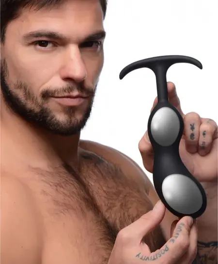 XR Brands Inmi Silicone Prostate Plug Extra Large Weighted Black