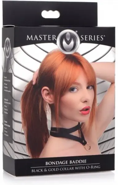XR Brands Bondage Baddie Adjustable Collar with O-Ring - Black
