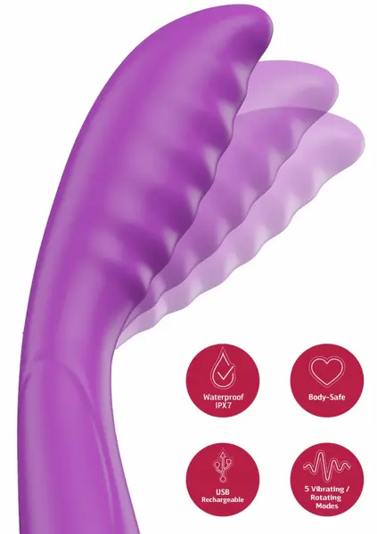 She.E.O Tapping G-Spot Vibrator - Ribbed Silicone, 10 Modes, Rechargeable