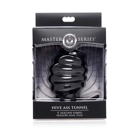 XR Brands HIVE Large Silicone Ribbed Hollow Plug - Anatomical Design