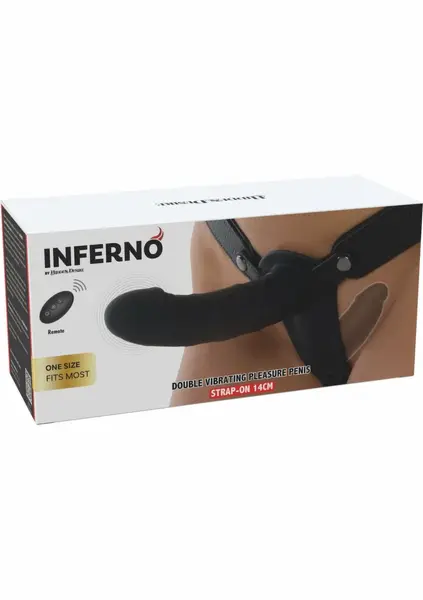 INFERNO Double Vibrating Strap-On Silicone 14cm Remote-Controlled Black