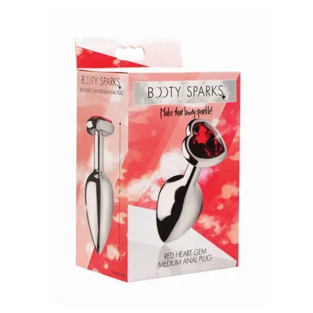 Booty Sparks Medium Aluminum Plug with Red Heart-Shaped Gem