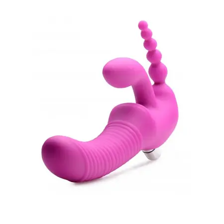 Regal Rider Triple Vibrating Silicone Intimate System - Strapless, Black