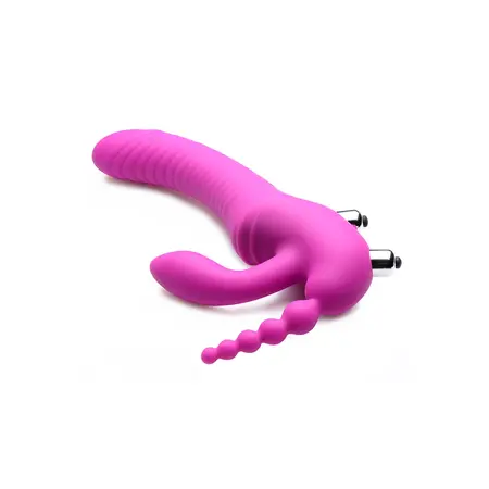 Regal Rider Triple Vibrating Silicone Intimate System - Strapless, Black