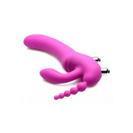 Regal Rider Triple Vibrating Silicone Intimate System - Strapless, Black