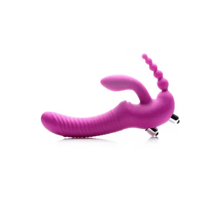 Regal Rider Triple Vibrating Silicone Intimate System - Strapless, Black