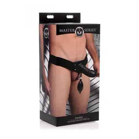 XR Brands Pumper Inflatable Hollow Strap-On System Silicone Black