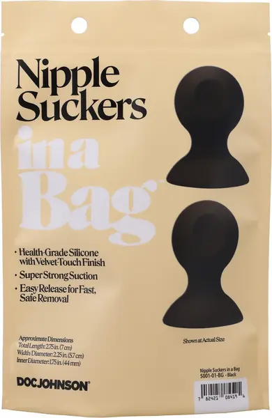 Doc Johnson Silicone Suction Cups for Nipple Stimulation - Pair, Black