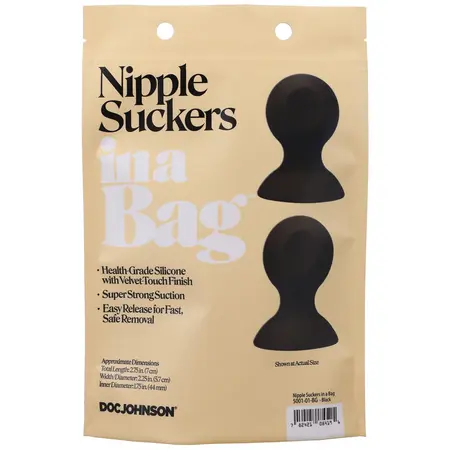 Doc Johnson Silicone Suction Cups for Nipple Stimulation - Pair, Black