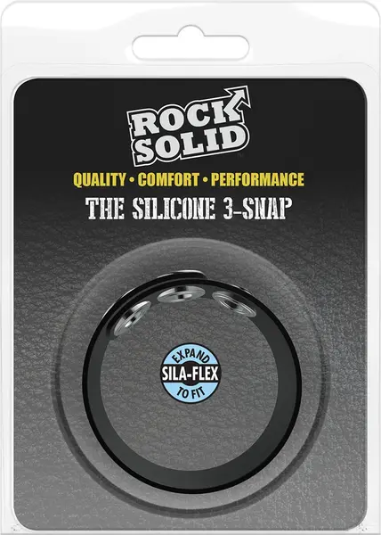Perfect Fit Silicone 3 Snap Adjustable Ring - Black, Universal Size