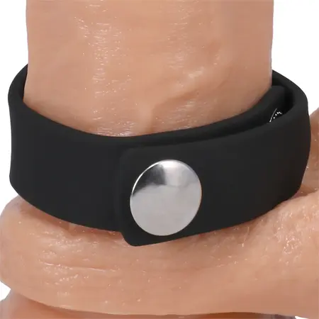 Perfect Fit Silicone 3 Snap Adjustable Ring - Black, Universal Size