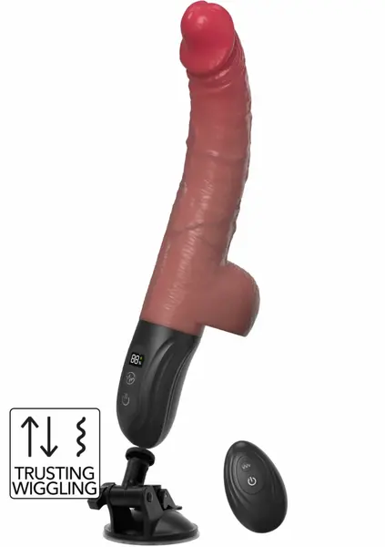 Realistic Thrusting and Wiggling Vibrator with Remote, Suction Base, Silicone