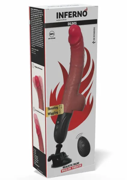 Realistic Thrusting and Wiggling Vibrator with Remote, Suction Base, Silicone