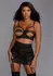 Baci Lingerie Strappy Open Cup Bra & Garter Skirt Set Black M