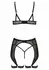 THP101 3-Piece Lingerie Set Gold Embroidery Adjustable Straps
