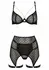 THP101 3-Piece Lingerie Set with Gold Embroidery and Adjustable Straps