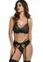 THP102 Black 3-Piece Lace Lingerie Set with Embroidered Details