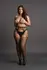 Leg Avenue Plus Size Shredded Suspender Pantyhose Black Fishnet