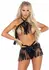 Fringe Fringe Halter Top & Bikini Set - Black, Two-Piece, Adjustable
