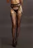 Shots Shredded Suspender Pantyhose Black One Size with Fishnet Design