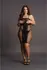 KissMePlus Knee-Length Lace & Fishnet Dress, Deep V, Plus Size, Black