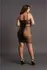 KissMePlus Knee-Length Lace & Fishnet Dress, Deep V, Plus Size, Black