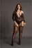 Leg Avenue Plus Size Lace Crisscross Bodystocking Deep V-Neck Black