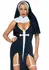 Sultry Sinner Dress Costume with Vinyl Details and Nun Habit, Black S
