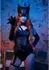 Villainess Vixen Bodysuit Set with Cat Mask, Wetlook, Black, S