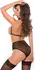 Caprice Playsuit One Size - Mesh Bodysuit with Faux Leather Details