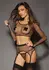 Leg Avenue Fishnet Crop Top Set Black One Size Adjustable Garterbelt