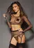 Leg Avenue Fishnet Crop Top Set Black One Size Adjustable Garterbelt
