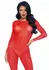 Sheer Rhinestone Catsuit - Long Sleeve Sparkling Bodystocking Black S
