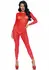 Sheer Rhinestone Catsuit - Long Sleeve Sparkling Bodystocking Black S