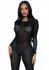 Sheer Rhinestone Catsuit - Long Sleeve Sparkling Bodystocking S