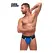 Male Power Retro Sport Panel Thong S/M Black-Blue, Contrasting Details