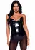 Leg Avenue Vinyl Boned Bodysuit Black Strapless Bat-Wing Detail