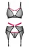 Obsessive Novenes Lingerie Set XS/S Black & Pink, 3-Piece Adjustable