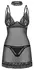 Obsessive Donarella Chemise Set XL/2XL Black - 3-Piece Embroidered
