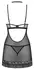 Obsessive Donarella Chemise Set XL/2XL Black - 3-Piece Embroidered