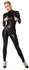 Noir Handmade Power Wetlook Jumpsuit S with Zippers and Ring, Black
