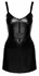 Noir Handmade Powerwetlook Dress L with Decorative Belt and Ring, Black