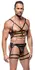 ZADO Leather Harness Set M/L - Adjustable Black Straps & Silver Details