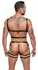 ZADO Leather Harness Set M/L - Adjustable Black Straps & Silver Details