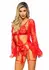 Dreamgirl Garter Teddy Set with Lace Robe and Adjustable Straps Black