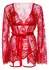 Dreamgirl Garter Teddy Set with Lace Robe and Adjustable Straps Black