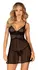 Obsessive Chemeris Babydoll Set XS/S Black Lace & Tulle Adjustable