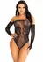 Dreamgirl Rhinestone Off The Shoulder Lace Teddy Black One Size