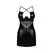 Obsessive Norides Chemise & Thong Black XL/2XL - Leather Look, Adjustable Fit