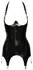 LateX Cami Suspender Open Cup 2XL - Adjustable Halter, Black Latex
